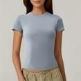 thumbnail image 2 of Qicasul Women T-Shirts for Female Short Sleeve T Shirts Going Out Tops Light Blue L, 2 of 5