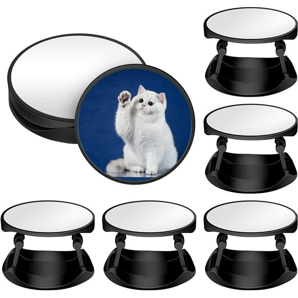 5 Set Blank Sublimation Phone Holders Collapsible Phone Grip Holder Adhesive Finger Stand with Double-Sided Tape Auxiliary Paste and Aluminum Sheet for Phones and Tablets (Black)