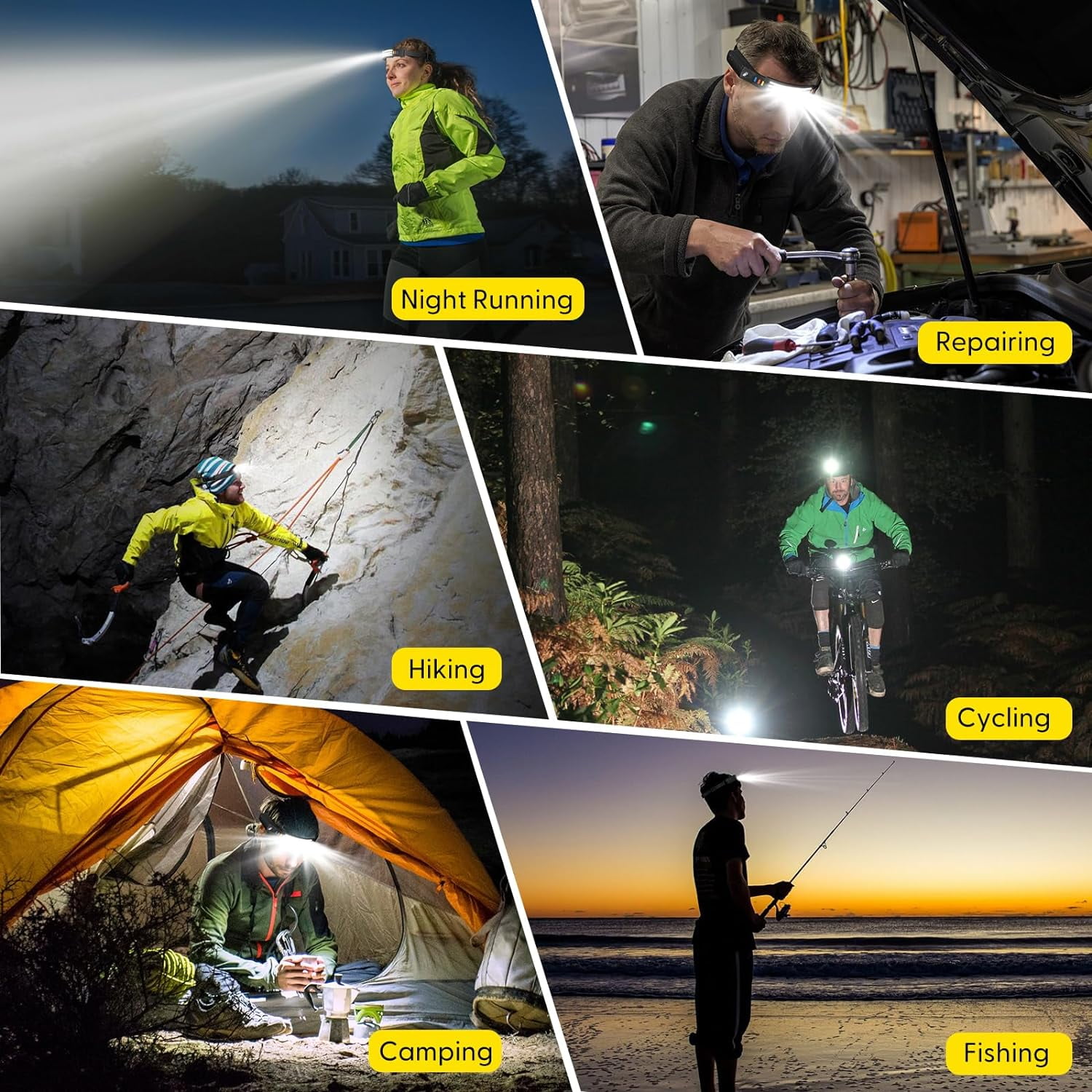 Headlamp Rechargeable 2 Pack, 230° Wide Beam Head Lamp LED, Head Flashlight with Motion Sensor, 5 Mode Head Lights for Forehead, Waterproof Headlamps for Adults Hiking Camping Gear