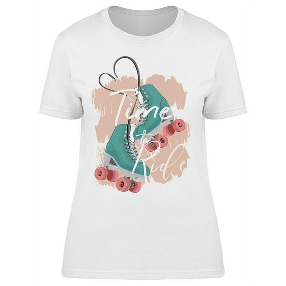 Blue Roller Skates Roses T-Shirt Women -Image by Shutterstock, Female Large