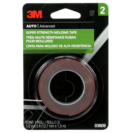 3M Super Strength Molding Tape, 03609, 1/2 in x 5 ft, 1