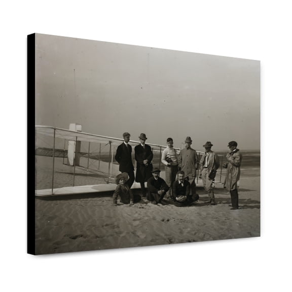 Canvas Print: Group Portrait In Front Of Glider At Kill Devil Hill. Sitting