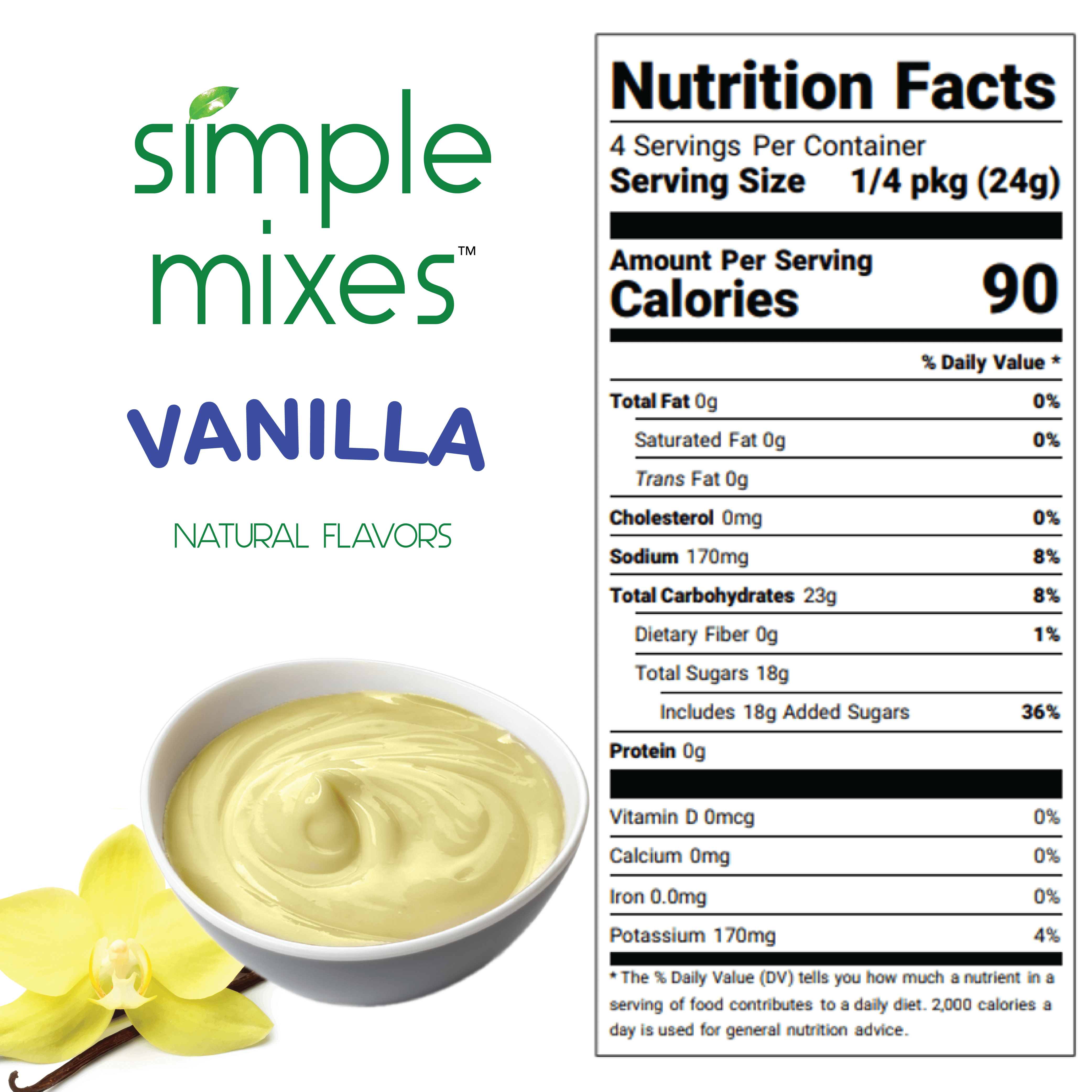 Simple Mixes Dye-Free Vanilla Instant Pudding & Pie Filling   Mix, 3.4oz