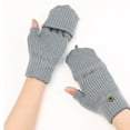 thumbnail image 4 of Guantes de invierno para mujer, 2 guantes convertibles de punto cálidos sin dedos para regalos de mujer con gorro de cubierta de manoplas, 4 of 5