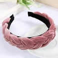 thumbnail image 4 of rygai Korean Style Non-slip Knotted Women Headband Solid Color Wide Heightened Sponge Hair Hoop Hair Ties,Pink, 4 of 8