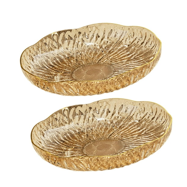 Plato de aperitivos y frutero, cuenco decorativo, plato multiusos para comida, plato de postre, bandeja para servir dulces, magdalenas, pasteles y pan. 2 piezas