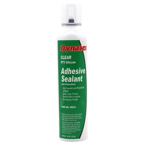 Dynatex RTV Clear Silicone Adhesive Sealant 8 oz Automatic Can - Transparent Watertight Seal, Marine RV Industrial Use, Made in the USA (Single)