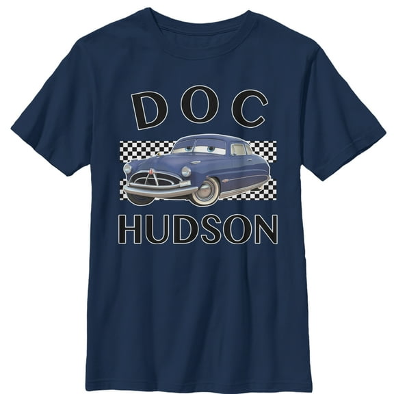 Boy's Cars Doc Hudson Portrait Graphic Tee Navy Blue Small