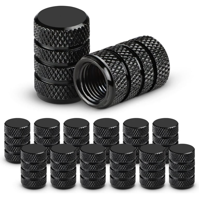 Car Tire Caps, 12PCS Valve Stem Caps-Black, Universal Tire Valve