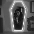 thumbnail image 2 of 1pc Gothic Coffin-Shaped Neon Wall Mirror, USB Powered, Glass Surface, Horizontal, Irregular Decorative Art Style, Ideal for Dark Art Enthusiasts and Holiday Gifts, 2 of 5