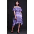 thumbnail image 3 of Bimba Tunique à Épaules Dénudées Imprimée Teinture sur Nœuds Violette pour Femmes Robe de Soirée Col Rond - Moyen, 3 of 6