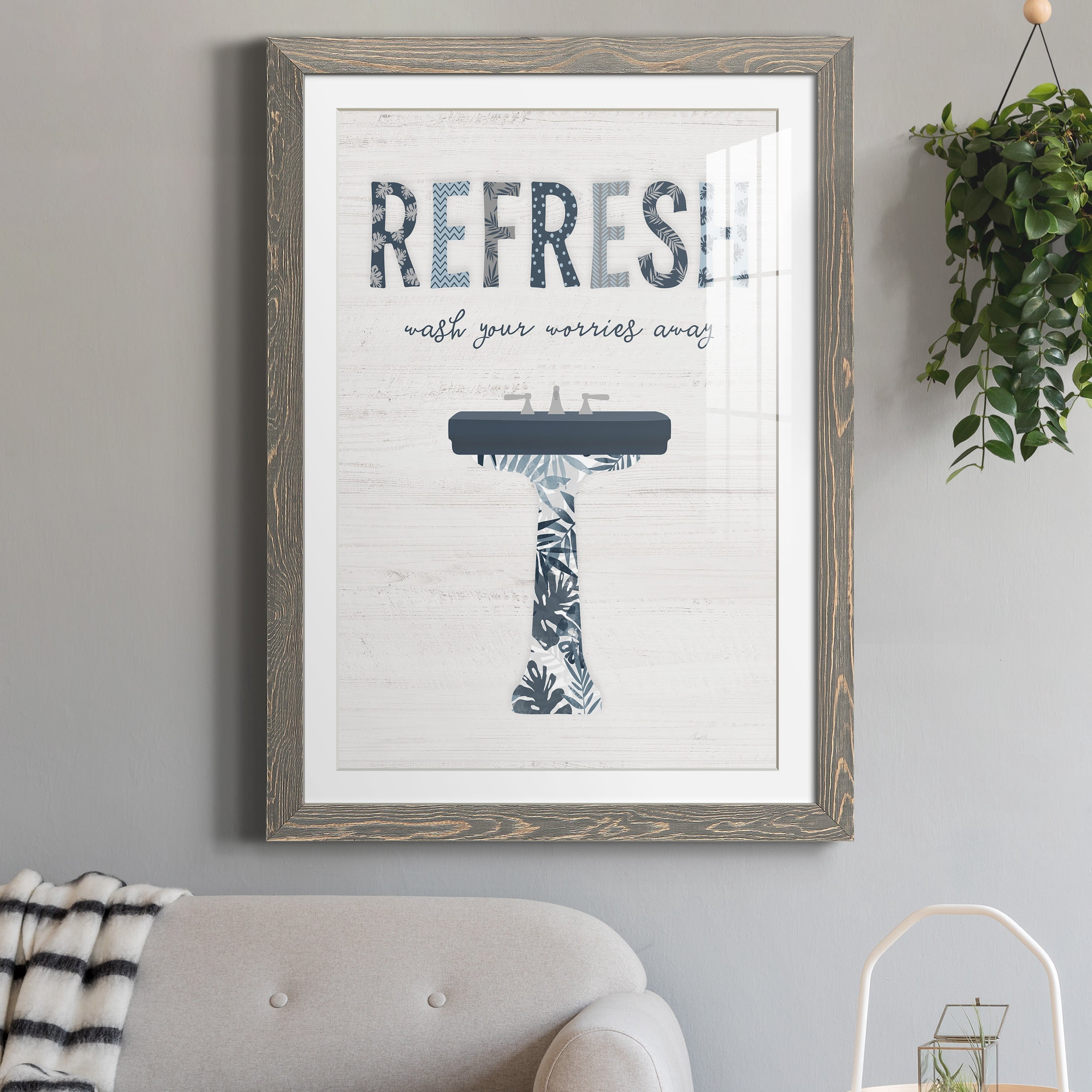 Palm Bath II - Premium Framed Print - Distressed Barnwood Frame - Ready to Hang