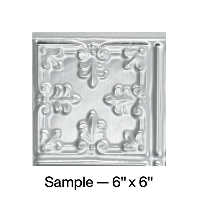 FASÄDE Traditional Style 10 Decorative Vinyl Backsplash Panel in Brushed Aluminum (6X6 Inch Sample)