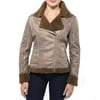 alpine swiss eva womens brown faux shearling asymmetrical biker jacket small