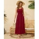thumbnail image 2 of Vestido Kranda para mujer, vacaciones y verano, maxi, rojo vino, XXL, 2 of 6