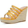thumbnail image 1 of BLISSFUL STEP Sandales Compensées à Plateforme à Brides pour Femmes Espadrilles à Talons Compensés Jaunes 9 m US, 1 of 6