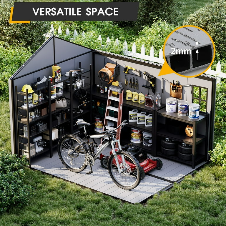 MELLCOM 8 x 10 FT Resin Outdoor Storage Shed with Floor, Outdoor