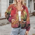 thumbnail image 3 of Jackets for Women Winter Coat Jackets Flannel Stand Collar Jacket(Abstract Swirling Color Paint Art,Size:S-4XL), 3 of 7