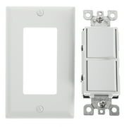 Rocker Combination Switch 2 Individual Decorator Switch 10 Amp Light Switch with Wall Cover