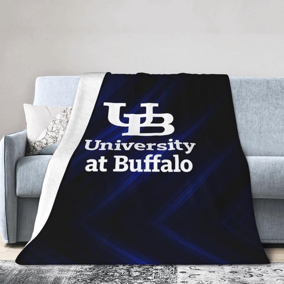 University at Buffalo Logo Fleece Blanket, Very Soft Microfiber Flannel Blanket for Couch Warm and Cozy for All Seasons