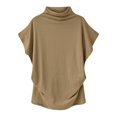 thumbnail image 1 of JUNWELL Plus Size Women Short Sleeve T-Shirt Fashion Solid Color Round Neck Blouse Tops Ruched Base Tops, 1 of 3