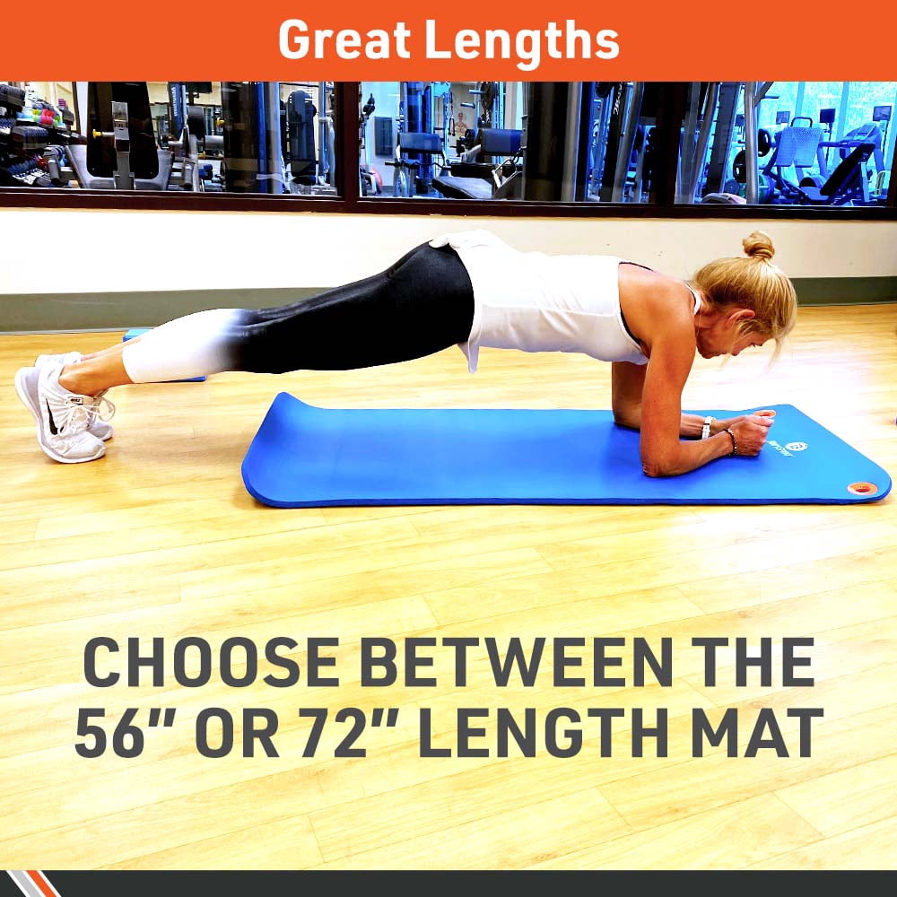 BodySport Personal Exercise Mat for Men and Women – Perfect for Gyms and Fitness Training – 1 in. Thick, 72 in. Long, Blue