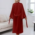 thumbnail image 4 of Arlun Satin Long Robes for Women Solid Color Soft Lightweight Belted Wrap Bathrobe Soft Comfortable Kimono Style Elegant Sleepwear for Bride & Everyday Loungewear Red L, 4 of 6