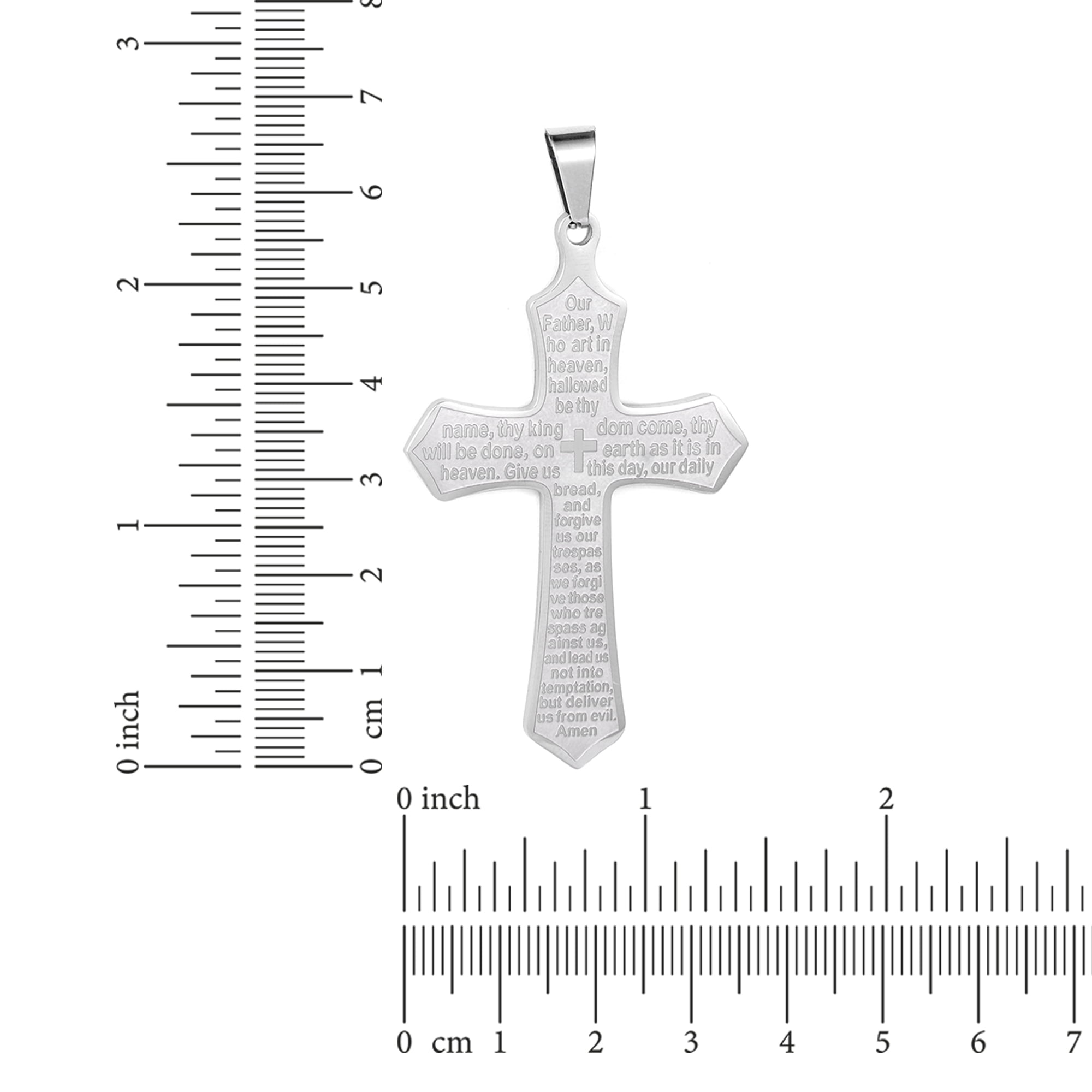 Iron Saints Men Lord's Prayer Cross Necklace, Stainless Steel, Christian Religious Men Gift