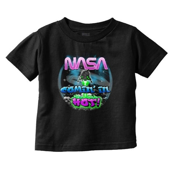 Airbrushed Space NASA Comin in Hot Toddler Boy Girl T Shirt Infant Toddler Brisco Brands 4T