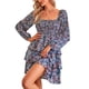 thumbnail image 5 of Lucakuins, minivestido de verano para mujer, estampado Floral, cuello cuadrado, manga larga, volantes, pastel, primavera otoño, vestido informal Lucakuins  moda, 5 of 9