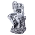 thumbnail image 3 of Estatua de pensador de estilo europeo, escultura de resina, adorno para estantería de oficina en casa, color plata, 3 of 14