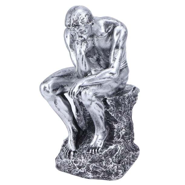 Escultura De Pensador, Estatuilla De Resina Hermosa Y Práctica Respetuosa Con El Medio Ambiente, Duradera Para El Hogar, Sala De Estar, Sala De Estudio, Oficina, Cafetería Cergrey Plata