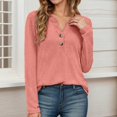 thumbnail image 1 of MHFRRA Camisa de Manga Larga con Cuello En V y Botones para Mujer, Blusa Informal para Otoño e Invierno, Cómoda, de Tela Suave, Elegante, para Uso Diario. Rosa, 1 of 7