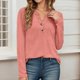 thumbnail image 1 of MHFRRA Camisa de Manga Larga con Cuello En V y Botones para Mujer, Blusa Informal para Otoño e Invierno, Cómoda, de Tela Suave, Elegante, para Uso Diario. Rosa, 1 of 7