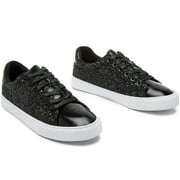 AOMAIS Women Glitter Sneakers Sparkly Low Top Sequins Sneakers Lace Up Tennis Shoes Comfort Bling Shoes Fashion Shiny Walking Shoes(Black Glitter US11)
