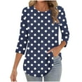 thumbnail image 7 of Neewe Womens Tops 3/4 Sleeve Shirts Round Neck Loose Casual Blouses Print Tshirts, 7 of 7