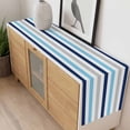 thumbnail image 4 of Blue Grey Stripe Table Runner - 70 Inch Long, Kitchen Dining Table Runner Dresser Scarves, Geometric White Vertical Striped Farmhouse Decor for Coffee Tables Wedding Party Banquet, 4 of 8