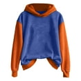 thumbnail image 3 of yoeyez Halloween Hoodies for Women Pumpkin Raglan Sleeve Hooded Sweatshirts Color Block Fall Fashion Pullover Tops Blue,XXL, 3 of 6
