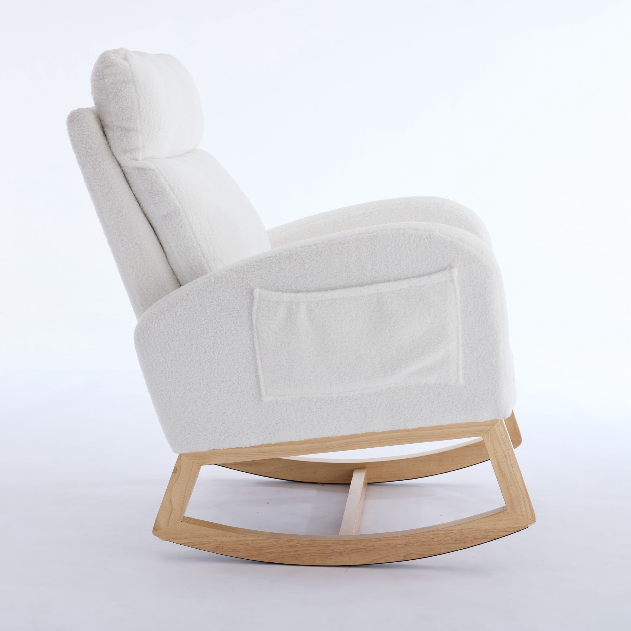 Noble House Arlais Teddy Nursery Rocking Chair with Adjustable Footrest, Comfortable Accent Glider Daybed, White