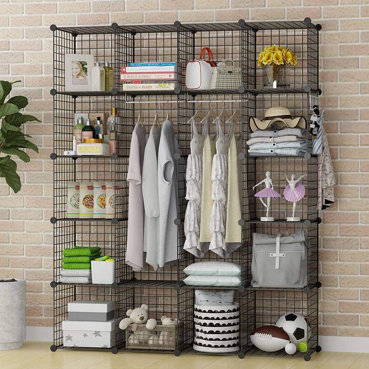 UWR-Nite Wire Cube Storage Metal Closet Wardrobe Room Organizaion armoire  Pantry Cabinet Book Shelf Organizer Rack MultiFuncation Cubby Shelving  Unit, 20 Cubes 