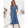 thumbnail image 2 of Vestido largo ANRABESS de verano con manga corta y cuello en V para mujer, 2 of 6