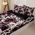 thumbnail image 3 of Homewish Floral Skull Skeleton Zipper Full Size Comforter Sets with Fitted Sheet and 2 Pillowcases for Gifts, Cream Red Rose Gothic Zipper Bedding Set, Black Reversible, 4-Piece, 3 of 6