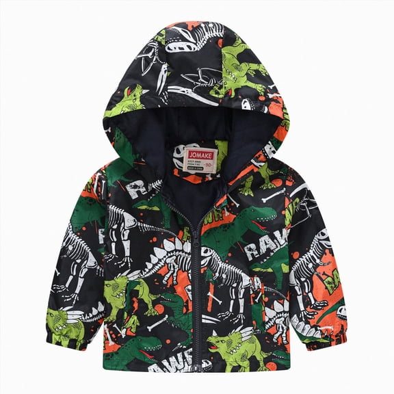 Sopiago Kids Baby Boy Girl Dinosaur Hooded Jacket Windbreaker Toddler Lightweight Thin Zipper Casual Spring Fall Outerwear(Orange,2-3 Years)