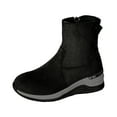 thumbnail image 5 of High Top Sneakers for Women Suede Round Toe Low Wedge Casual Zip up Booties Trendy Nonslip Walking Shoes Black Size 7.5, 5 of 6