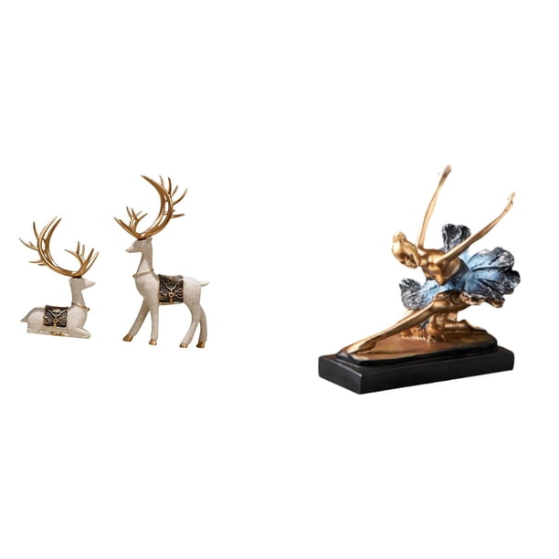 Estatua de bailarina de ballet de reno, adorno de ciervo sentado de pie, figura de bailarina, regalo para niñas, decoración del hogar para sala de est