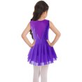 thumbnail image 2 of iEFiEL Girls Sparkle Rhinestone Figure Ice Skating Leotard Youth Dance Dress Juniors Gymnastics Skirted Leotard Purple 14, 2 of 7