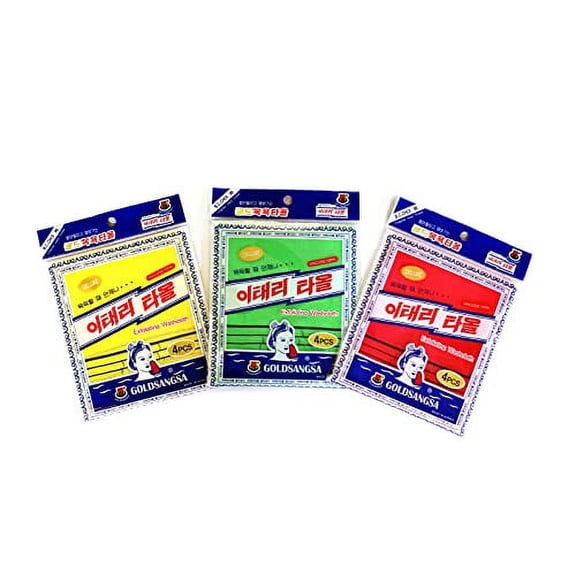 GOLDSANGSA Korean Bath Towel Washcloths - Red(4pcs) & Green(4pcs) & Yellow(4pcs)