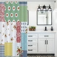 thumbnail image 5 of Patchwork Boho Shower Curtain,Vintage Colorful Patchwork Floral Plaid Polka Dot Patter Print for Bathroom Curtains Cloth Fabric Home Decor with Hooks Set, 5 of 6