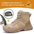 thumbnail image 4 of XQJ Men's Steel Toe Work Boots, Comfortable Lightweight Industrial Construction Shoes, Durable High Top Safety Boots - Beige - Size 8.5, 4 of 8