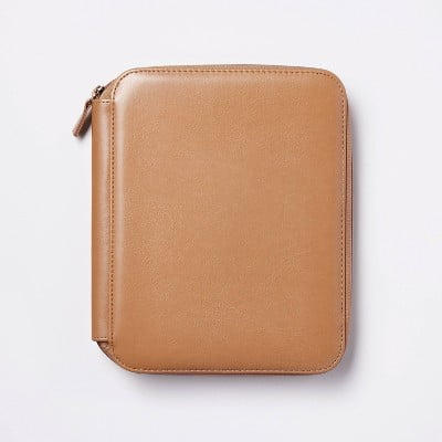 Faux-leather Zip-Folio 7.87"x9.25" - Brown